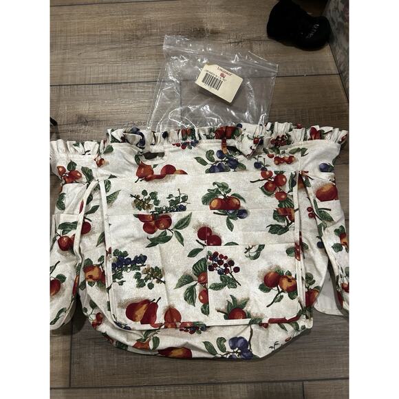LONGABERGER MAGAZINE BASKET Liner FRUIT MEDLEY fabric NEW 2 handle with pockets - Picture 1 of 4